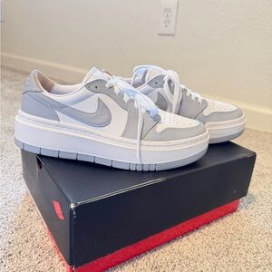 Nike Women’s Air Jordan 1 Platform Sneakers (Wolf grey and white)